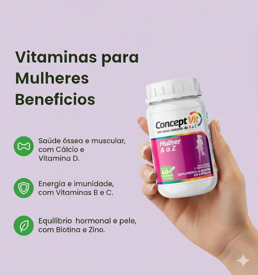 Vitamina A a Z Mulher - 60 cápsulas de 500mg - Conceptvit