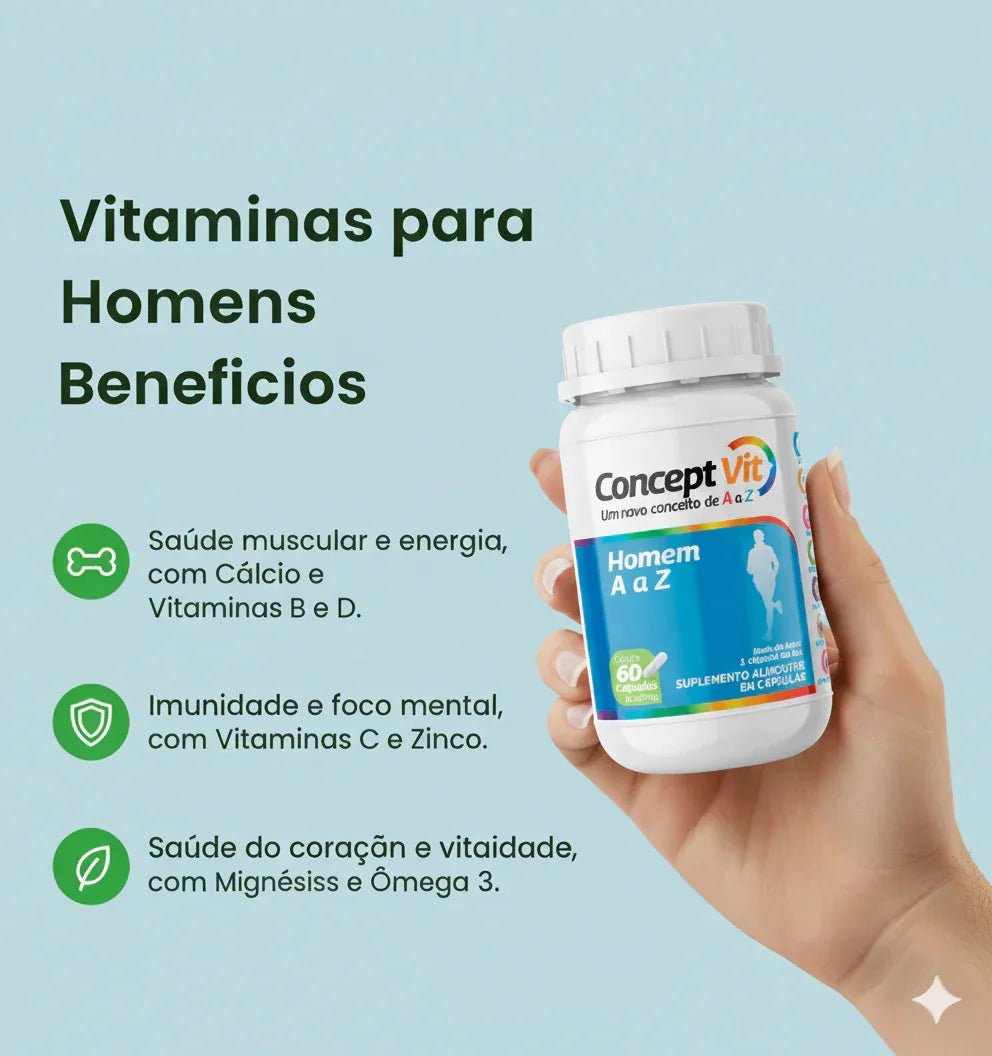 Vitamina A a Z Homem - 60 cápsulas de 500mg - Conceptvit