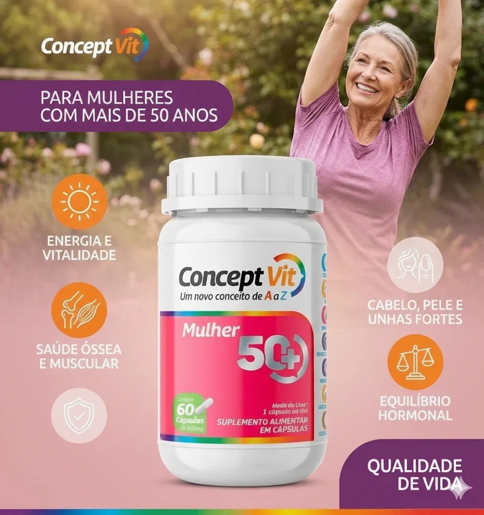 Vitamina 50+ Mulher - 60 cápsulas de 500mg - Conceptvit