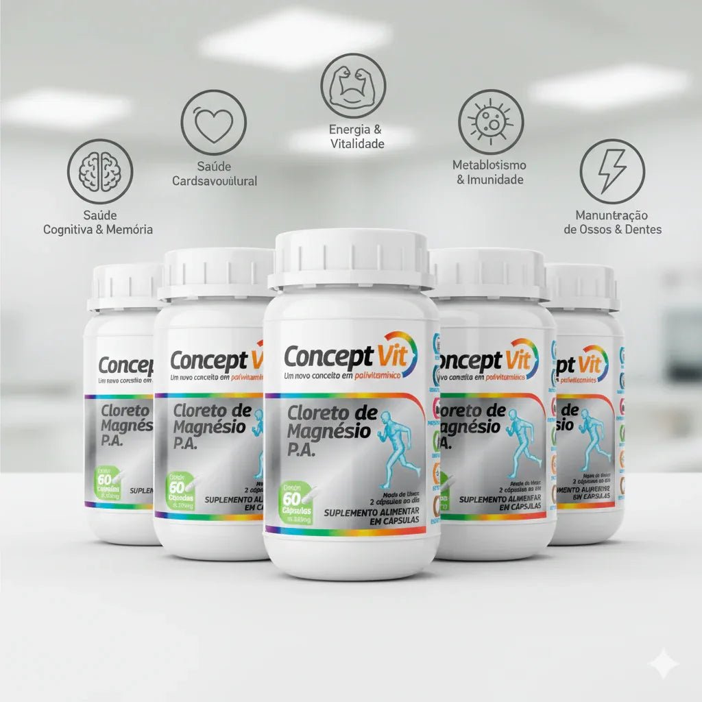 Cloreto de Magnésio - 60 cápsulas de 500mg - Conceptvit